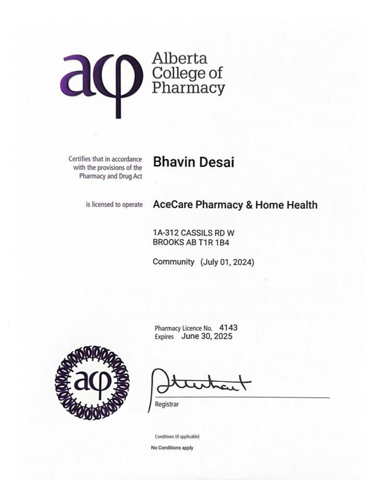 Gourlay's Clinic Pharmacy license document