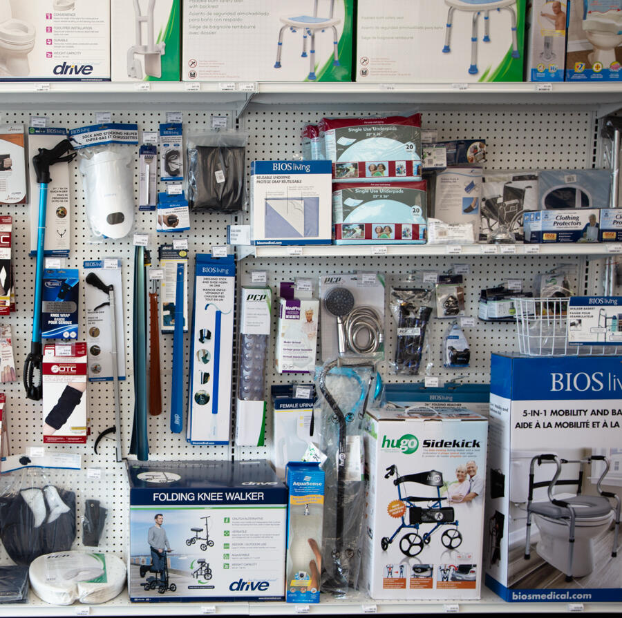 A person putting on knee support